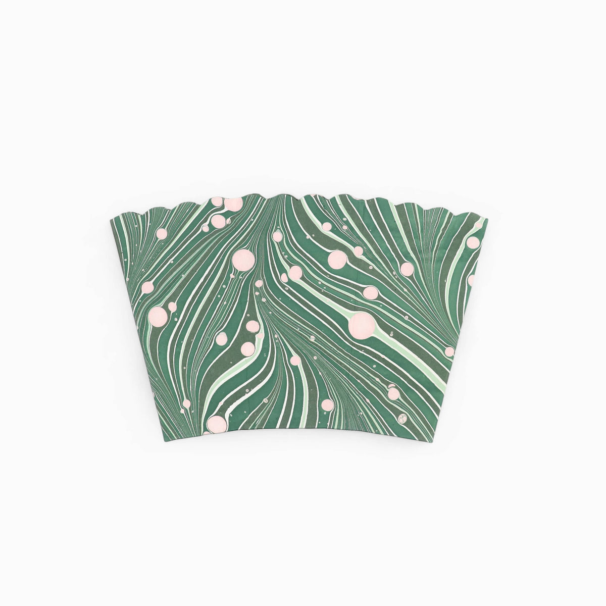 Marbled Small Scalloped Collapsible Basket- Green