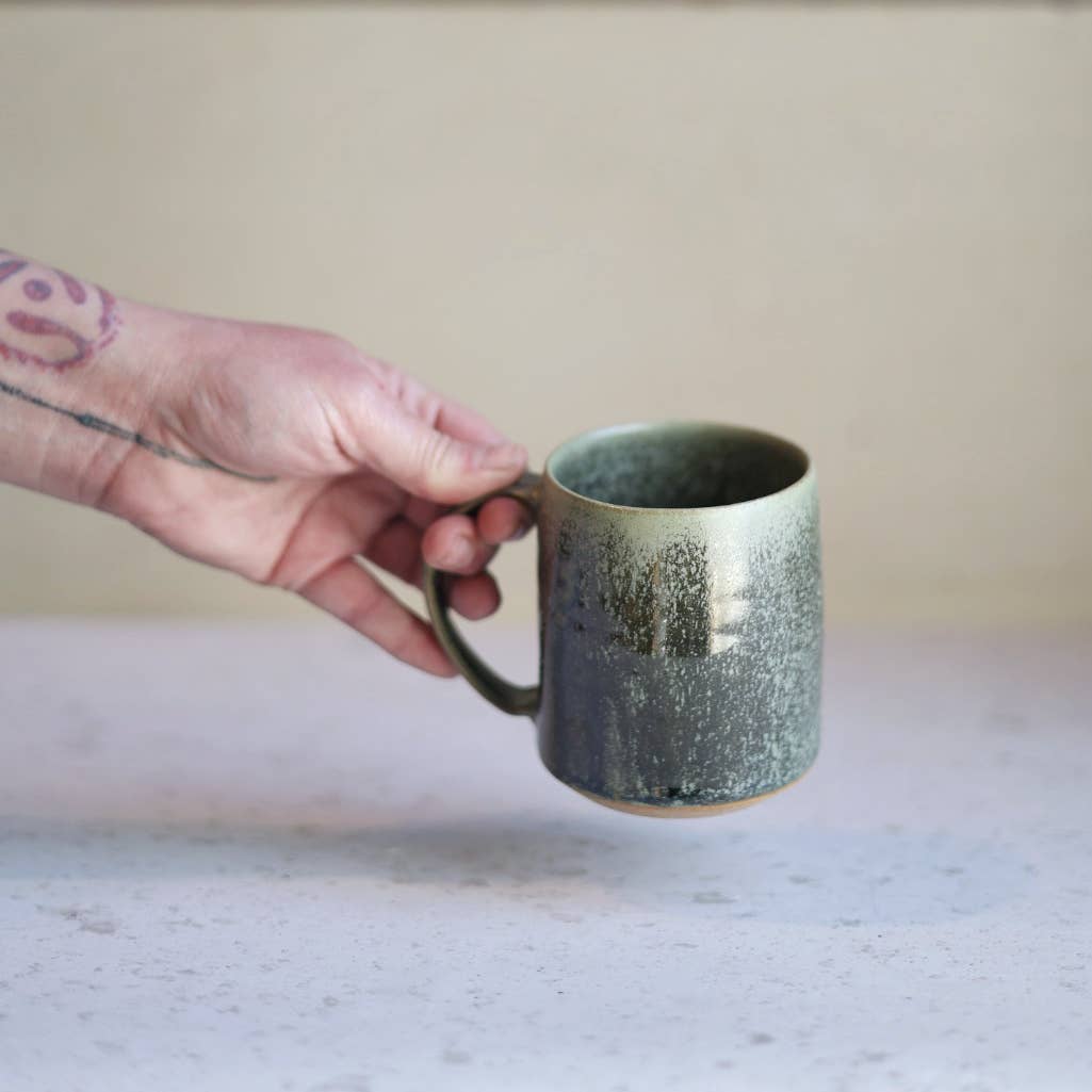 Smooth Handmade Pottery Mug in Moss Green