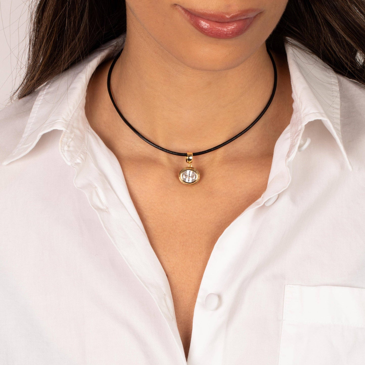 Rope and Bezel Necklace- Burgundy