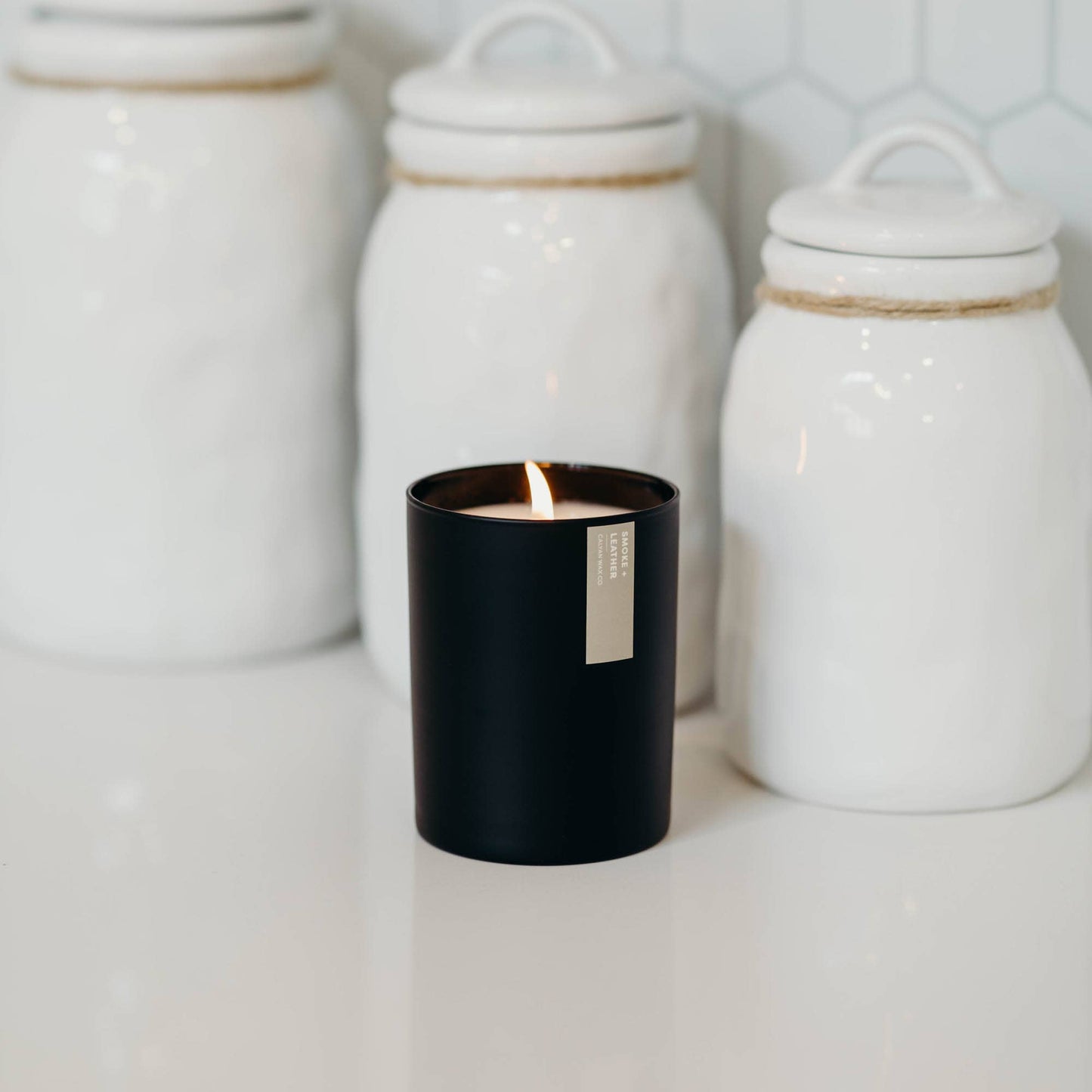 Smoke + Leather Candle