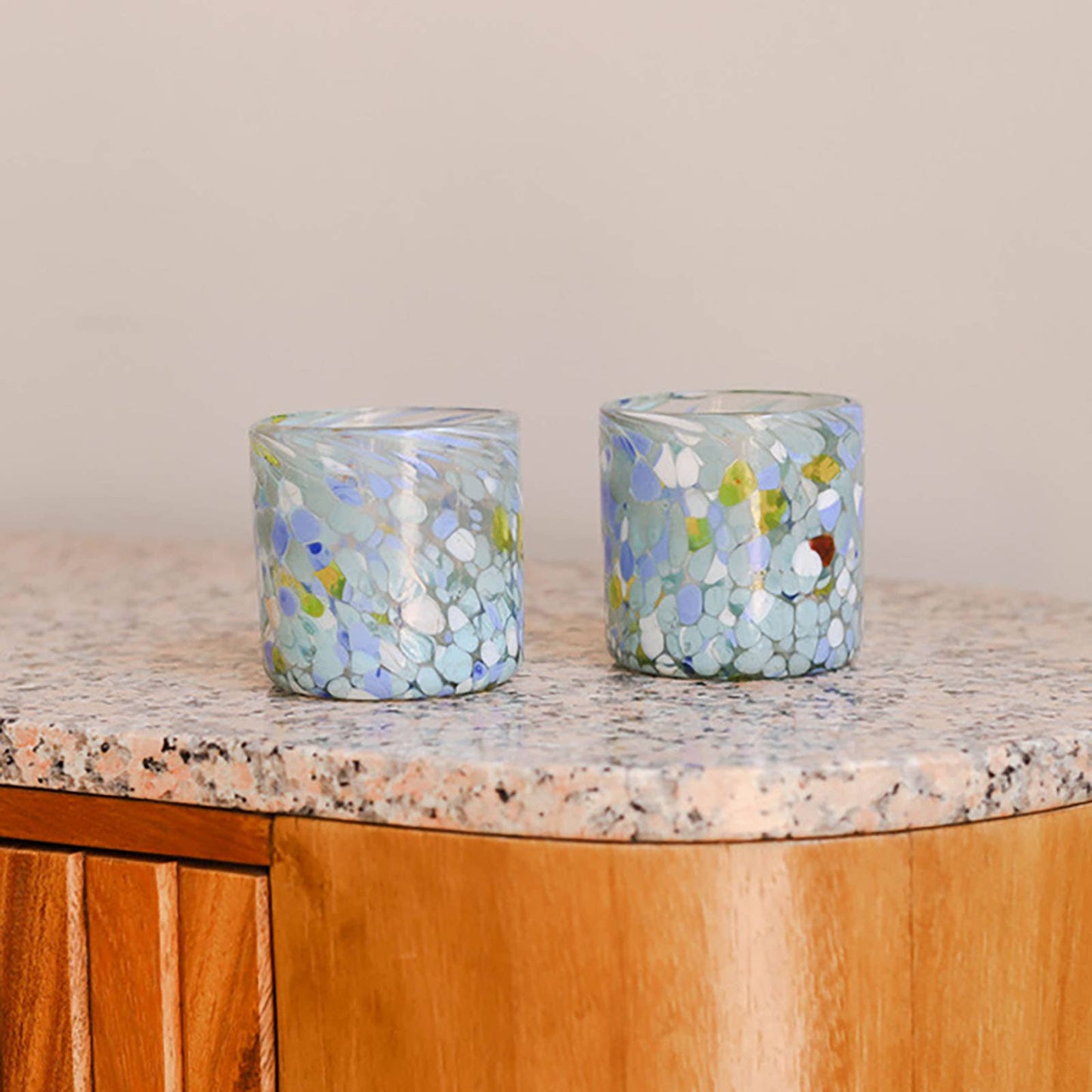 Hand Blown Wine or Cocktail Glass Tumbler - Eggshell