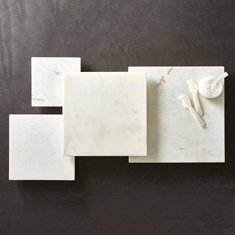 White Marble Footed Tray - 10"