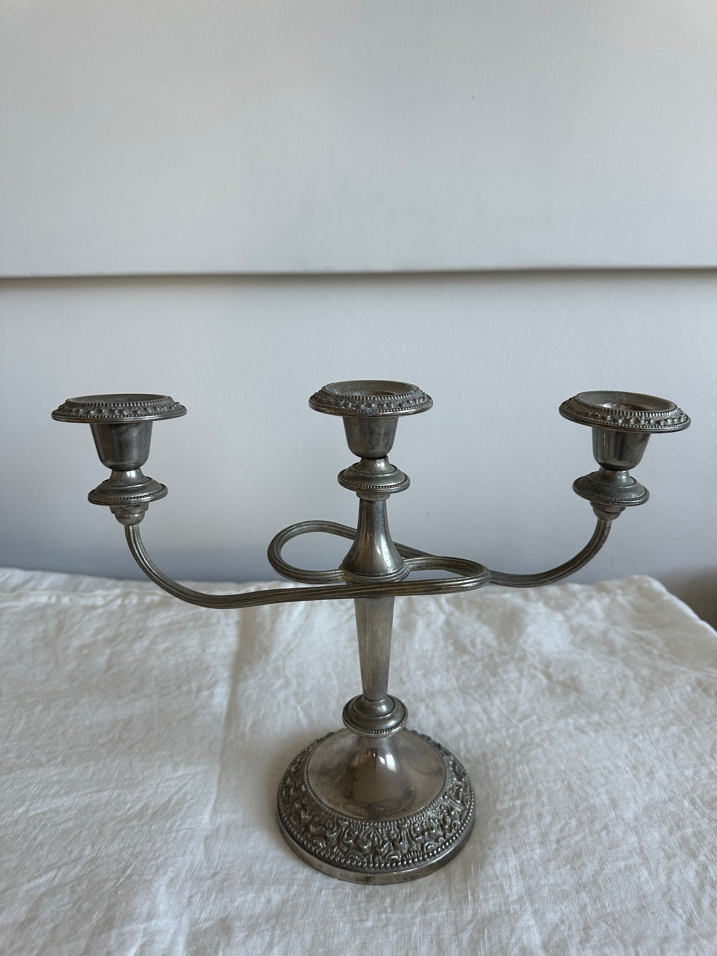 Vintage Silverplate 3 Arm Candleabra