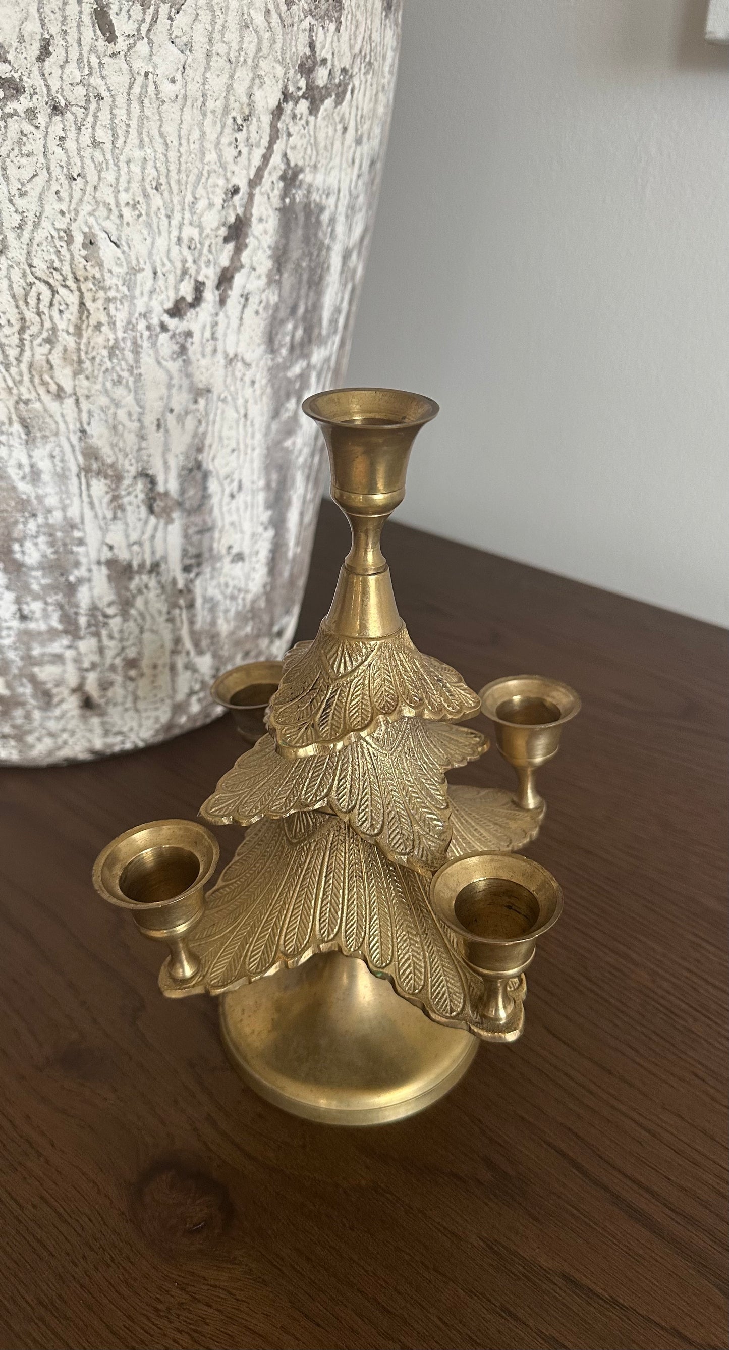 Vintage Brass Tree- Candlestick