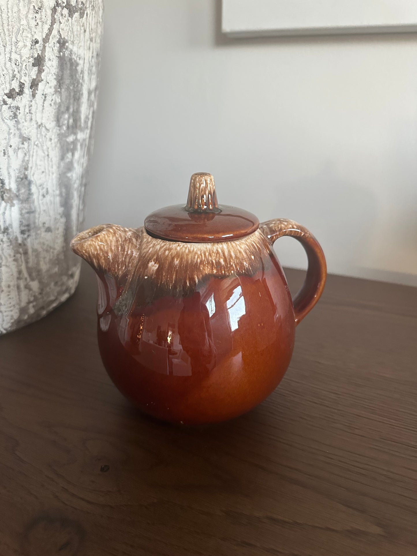 Vintage Hull Pottery Brown Drip Teapot