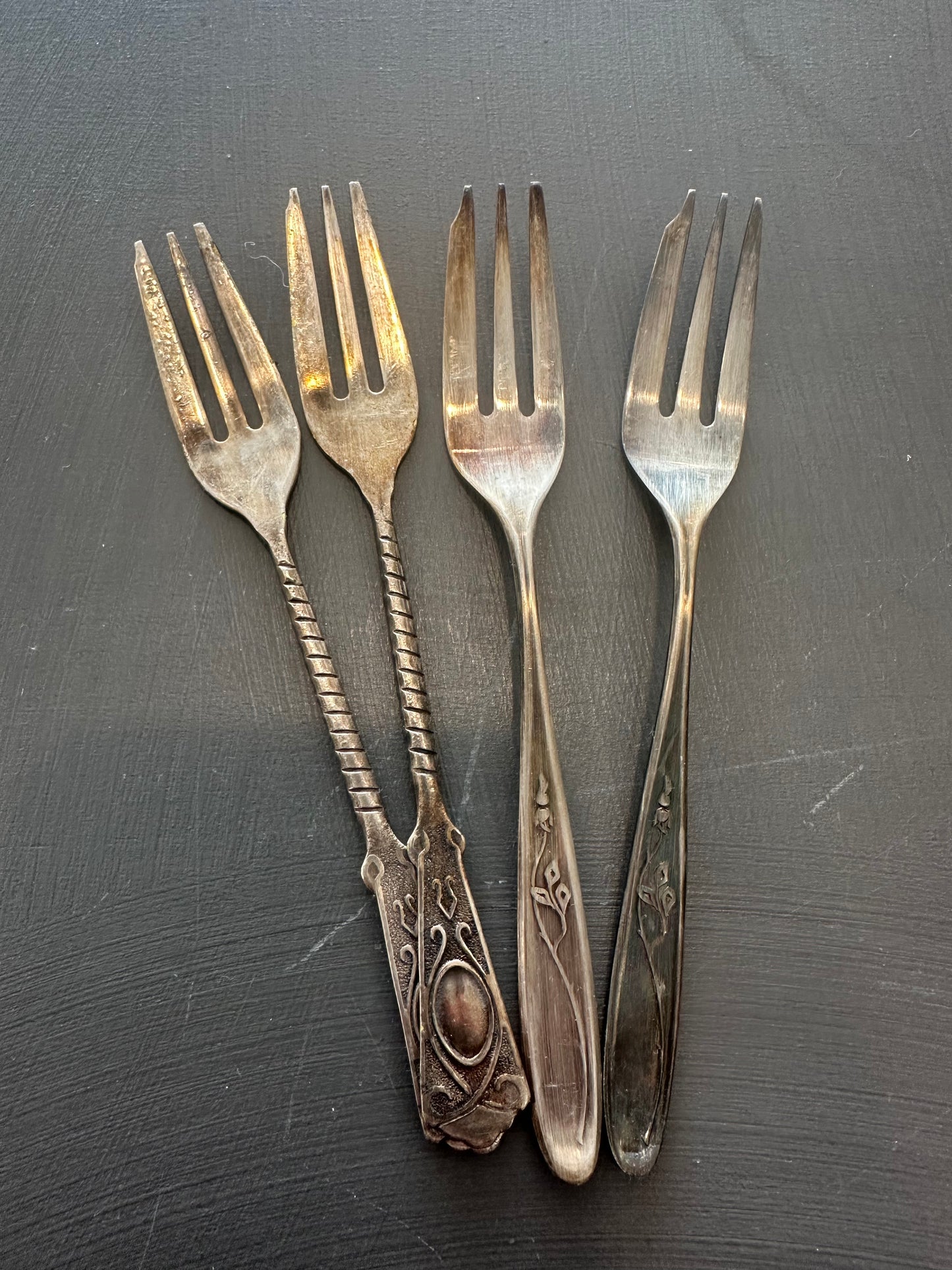 Antique SIlverplate Cocktail Forks- set of 4