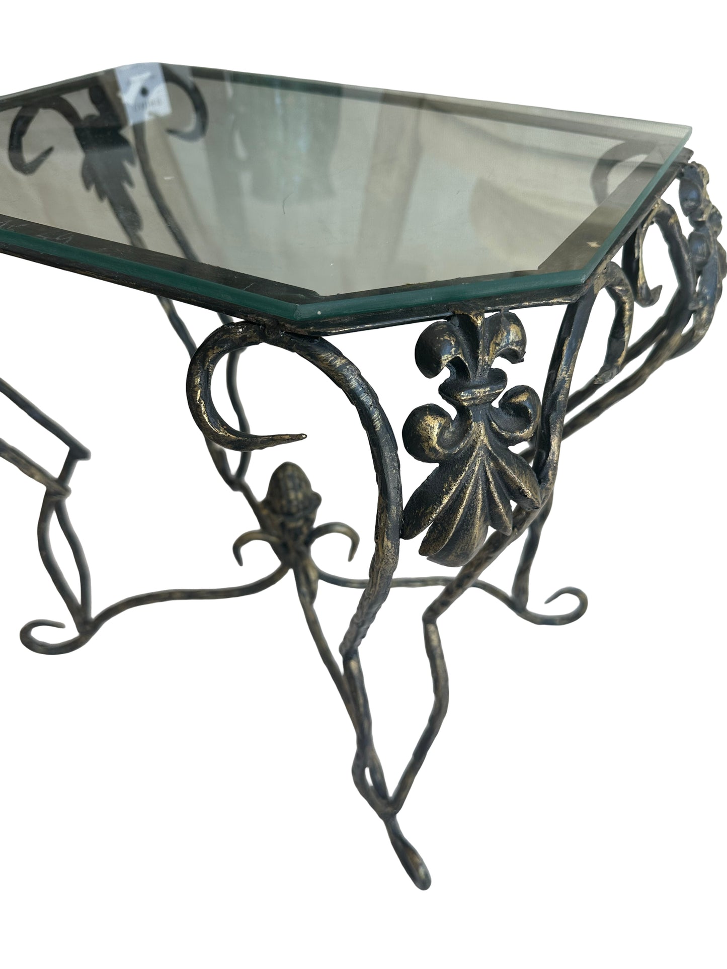 Vintage Iron & Glass Accent Table