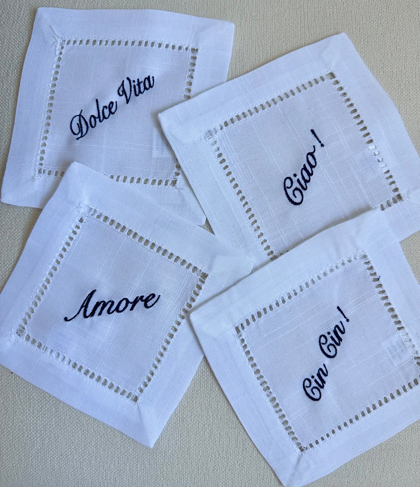 Embroidered Cocktail Napkins set of 4