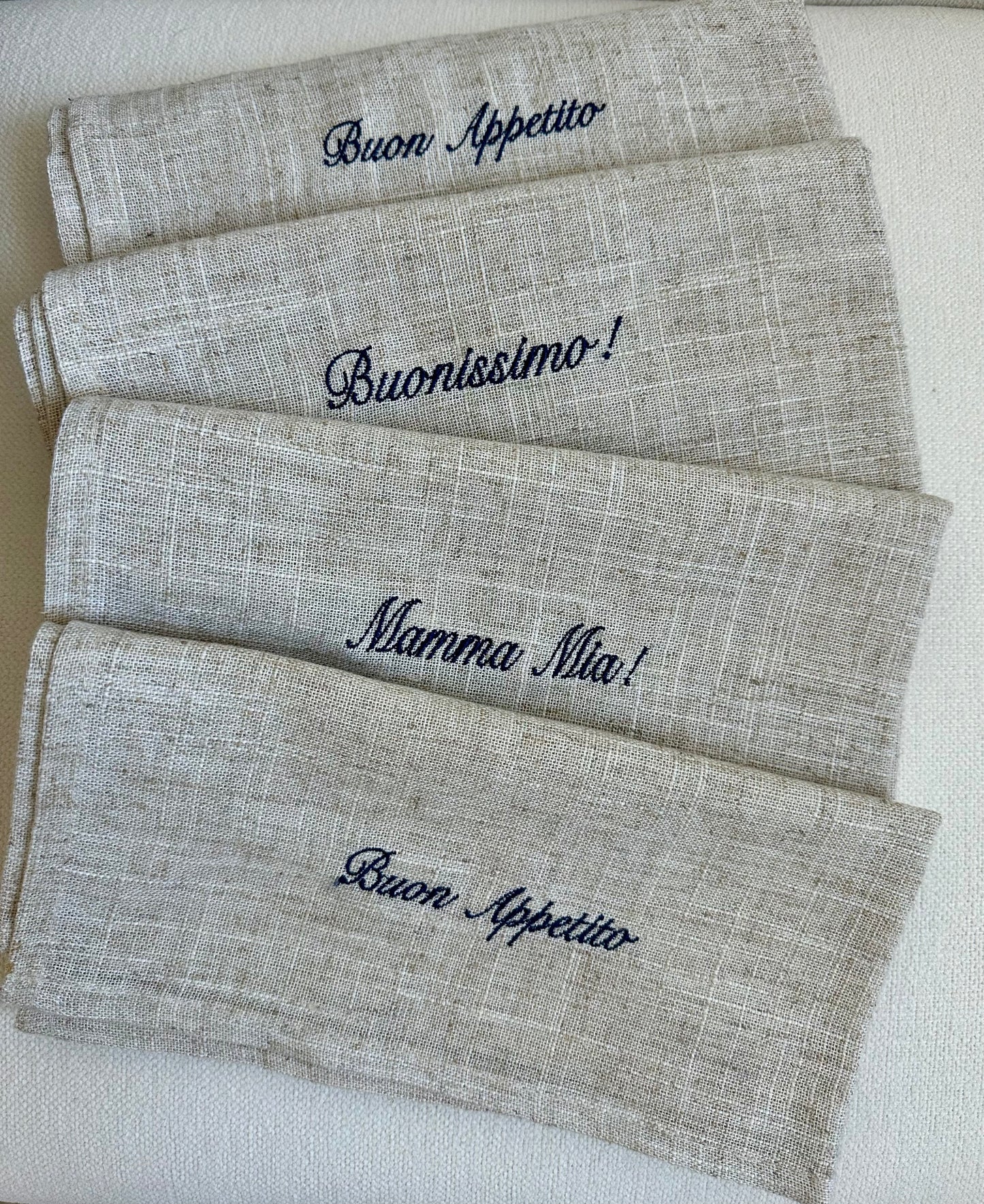 Italian Embroidered Dinner Napkins- Set of 4