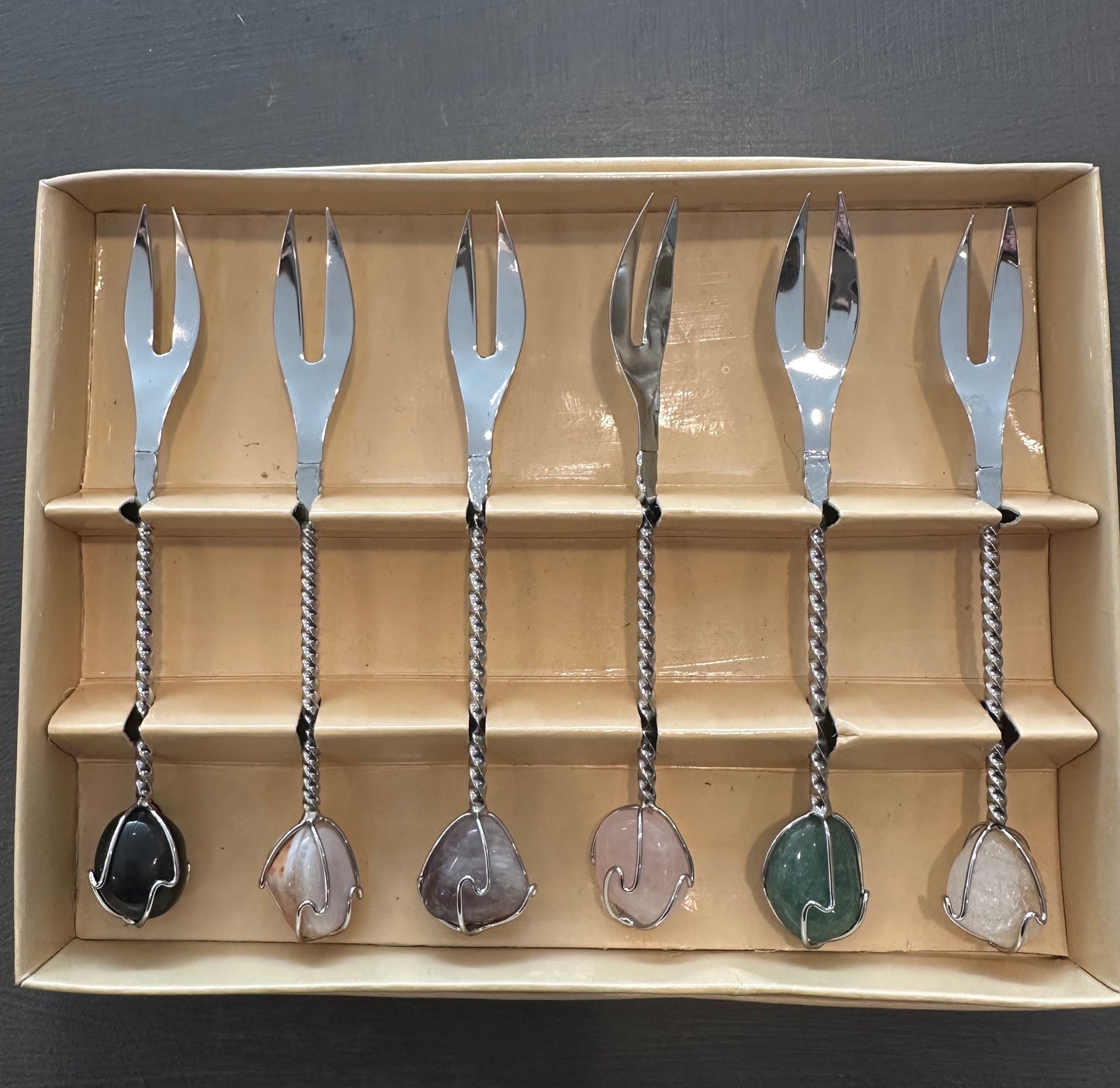 Vintage Gemstone Cocktail Forks