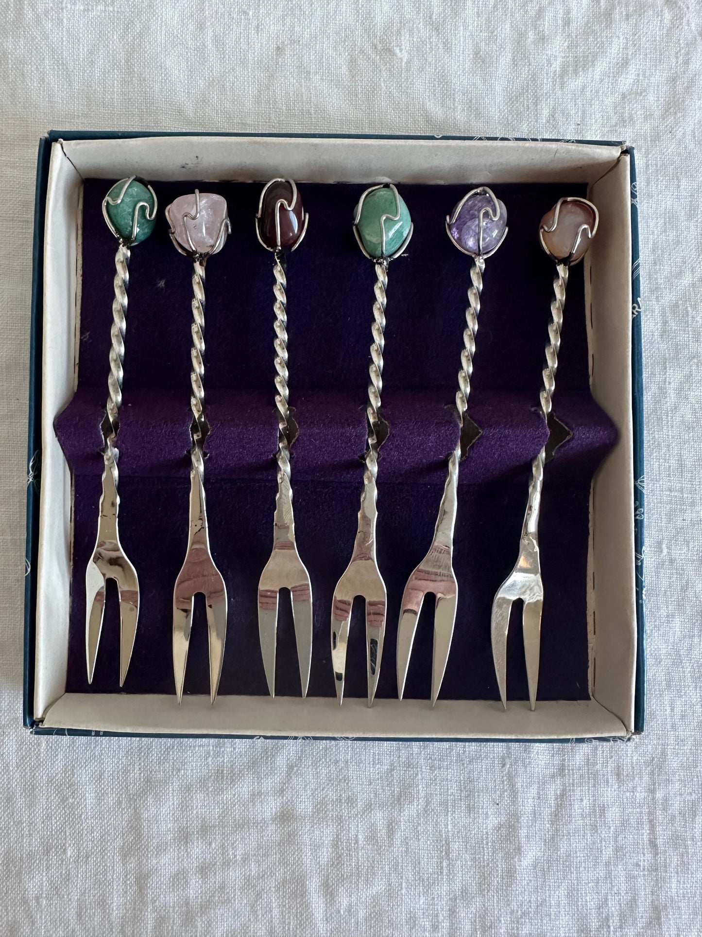 1970's Gemstone Cocktail forks