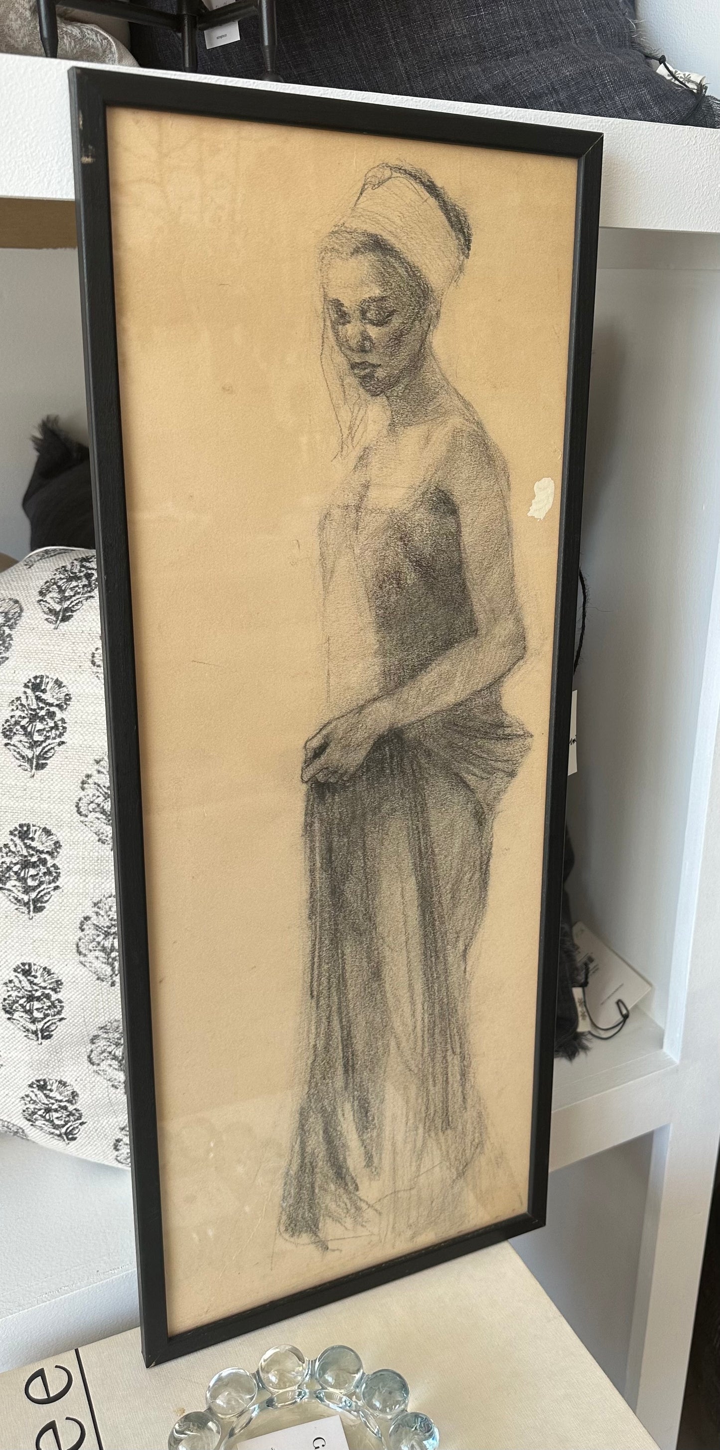 Mid 20th Century Charcoal Drawing