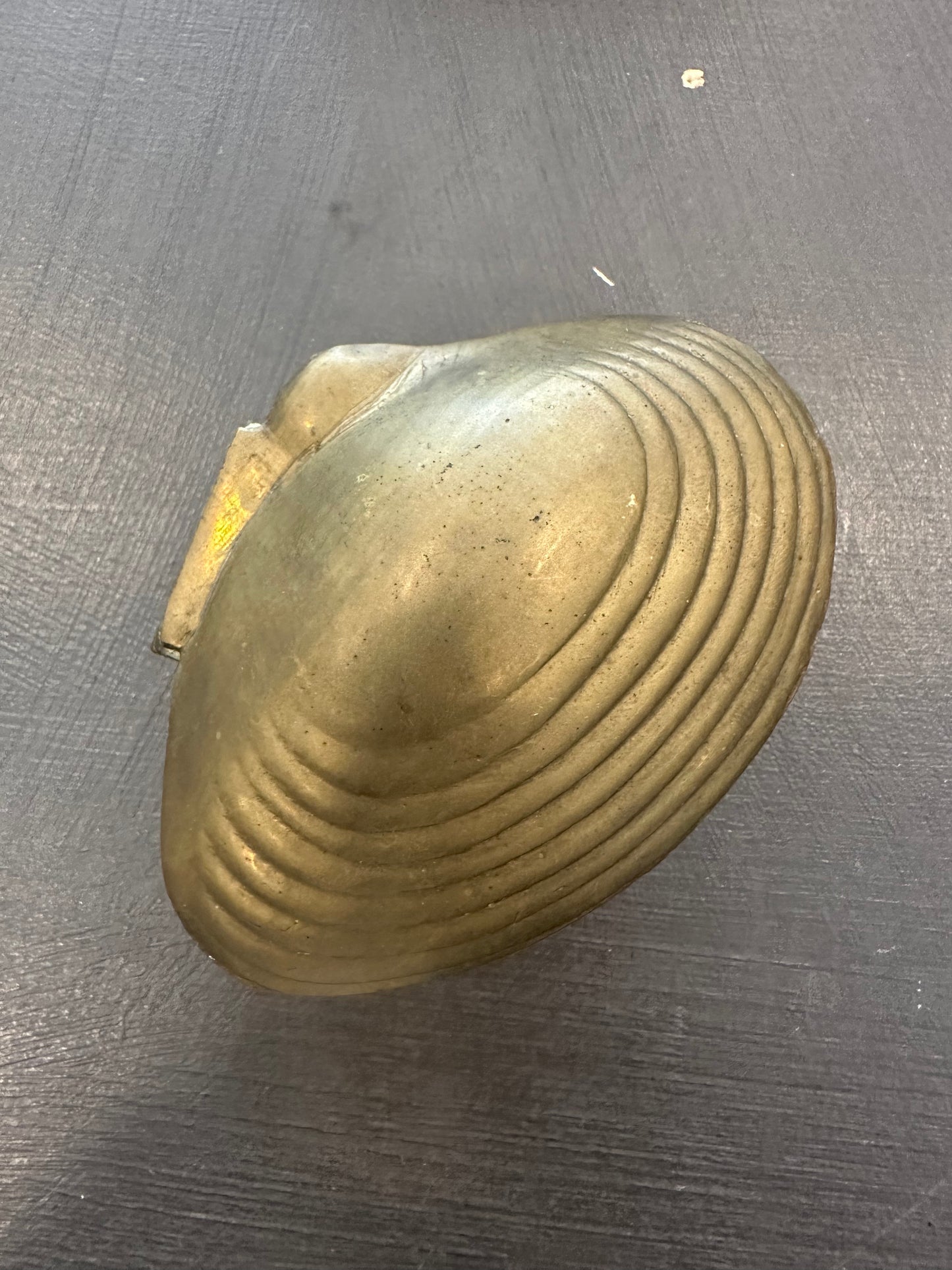 Antique Small Brass Shell Box