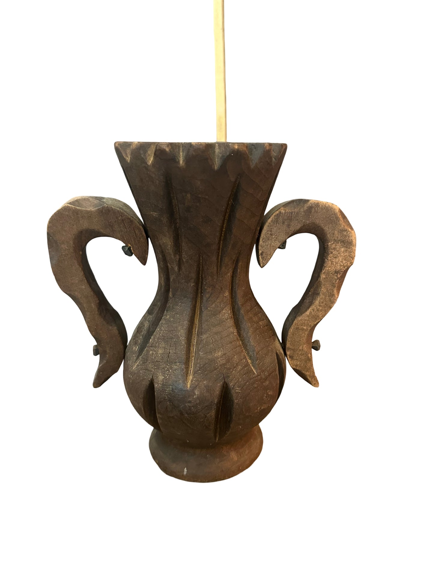 Vintage Hand carved wooden vase- Made in Spain