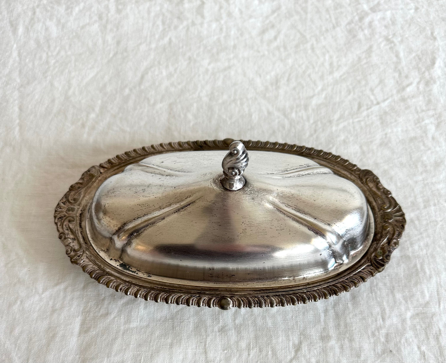 Vintage Silver Plate Covered Butter Dish