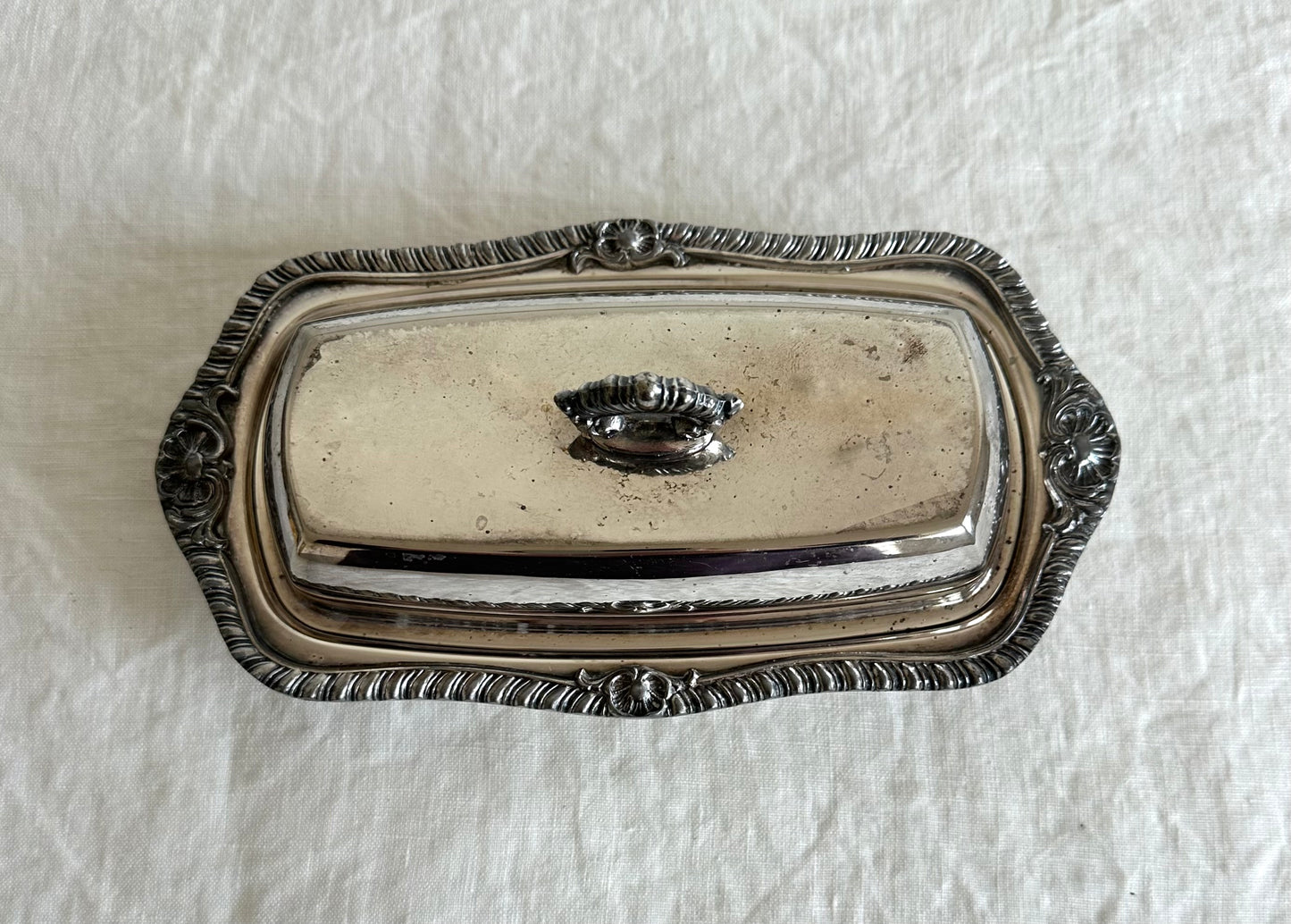 Vintage Silver Plate Covered Butter Dish