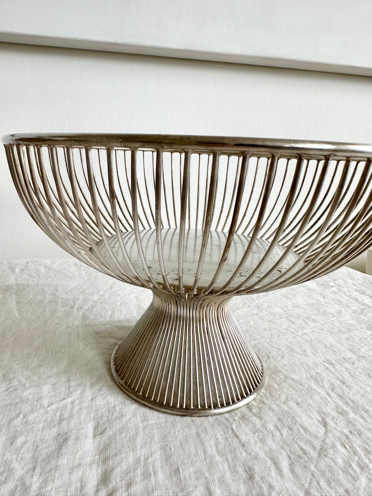 Silver Plate Wire Pedestal Bowl