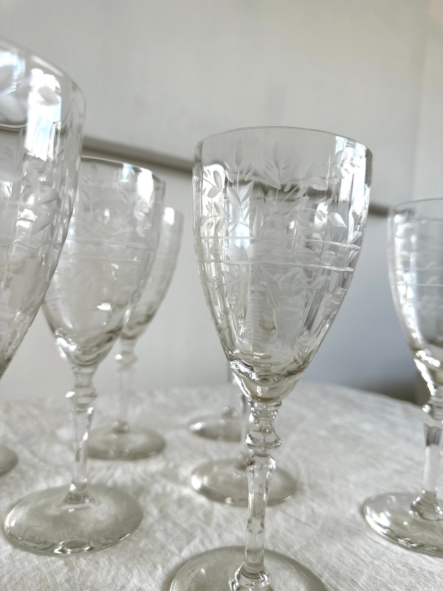 Vintage Etched Crystal Water Goblets