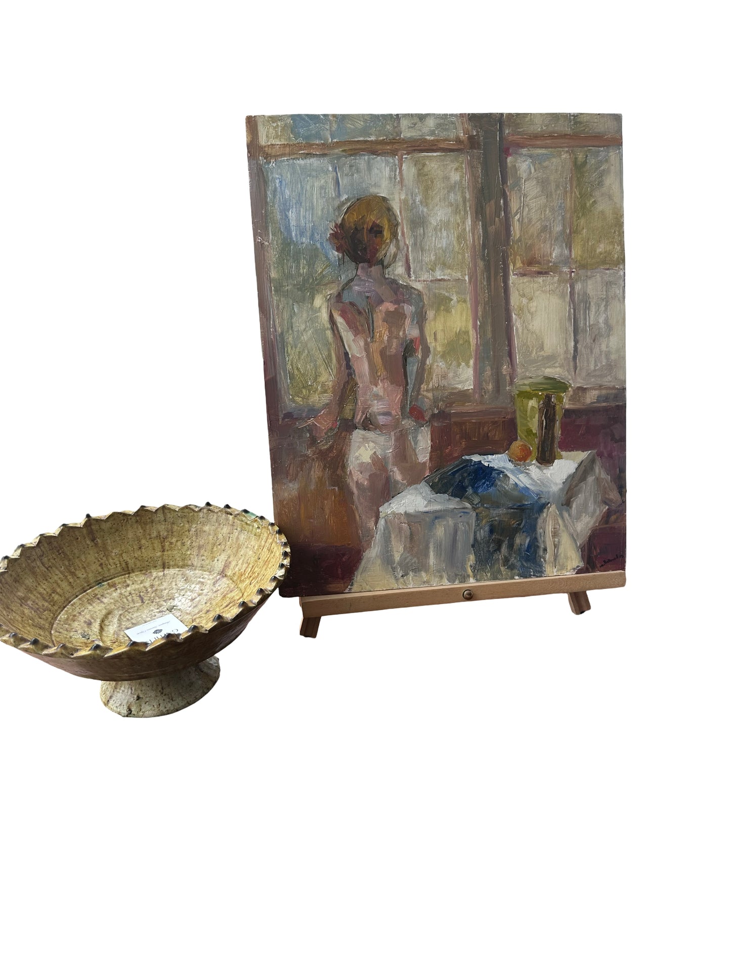 Antique Oil On Board with Easel