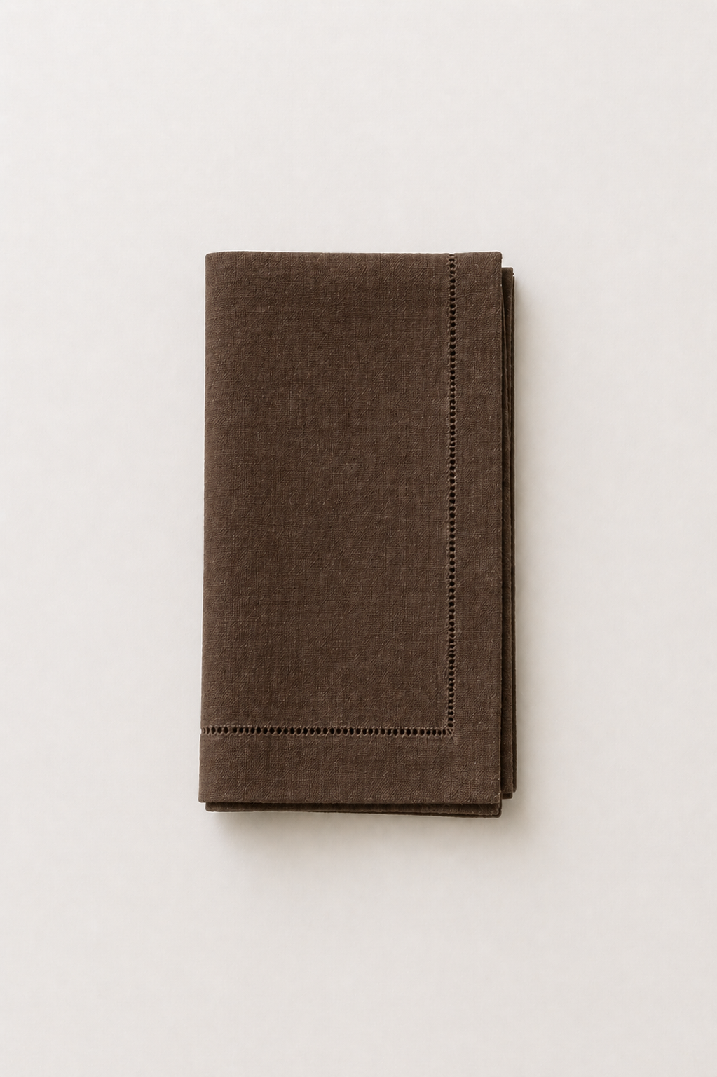 Dinner Napkin - Brown Linen Hemstitch