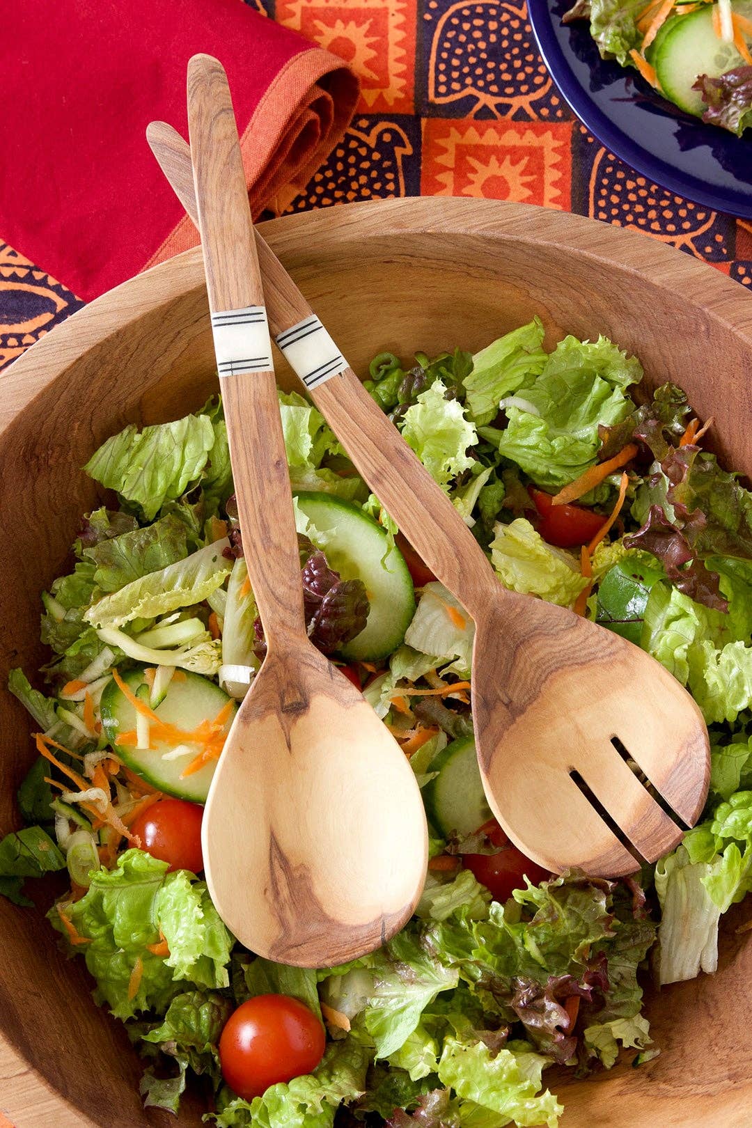 Slim Wild Olive Wood Salad Server Set