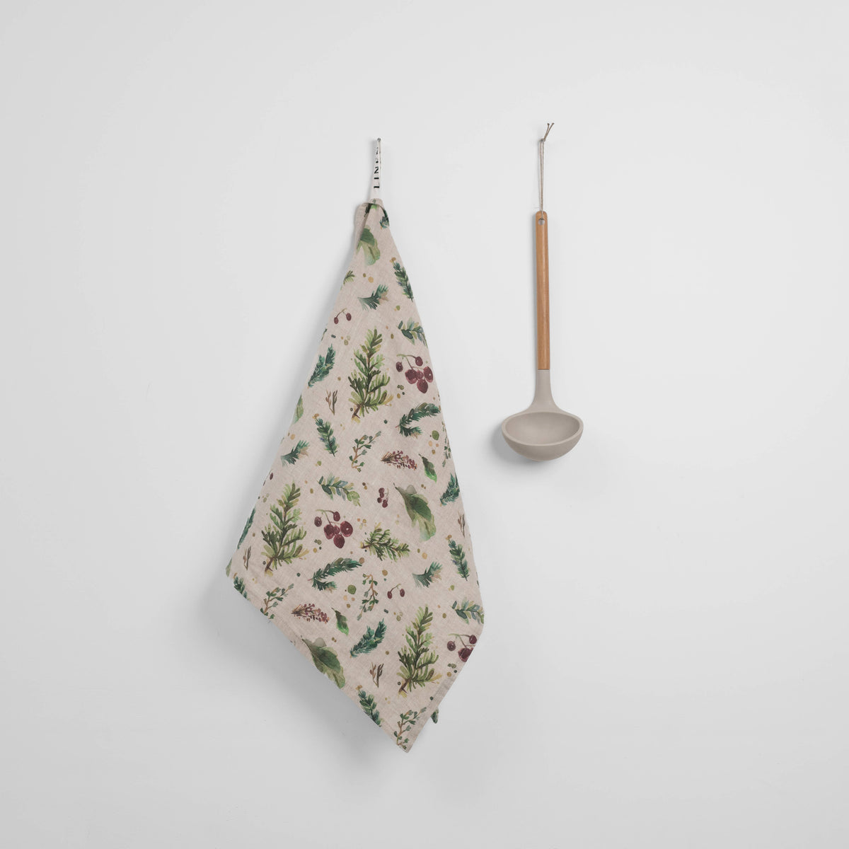 Winter Berries Linen Kitchen Towel