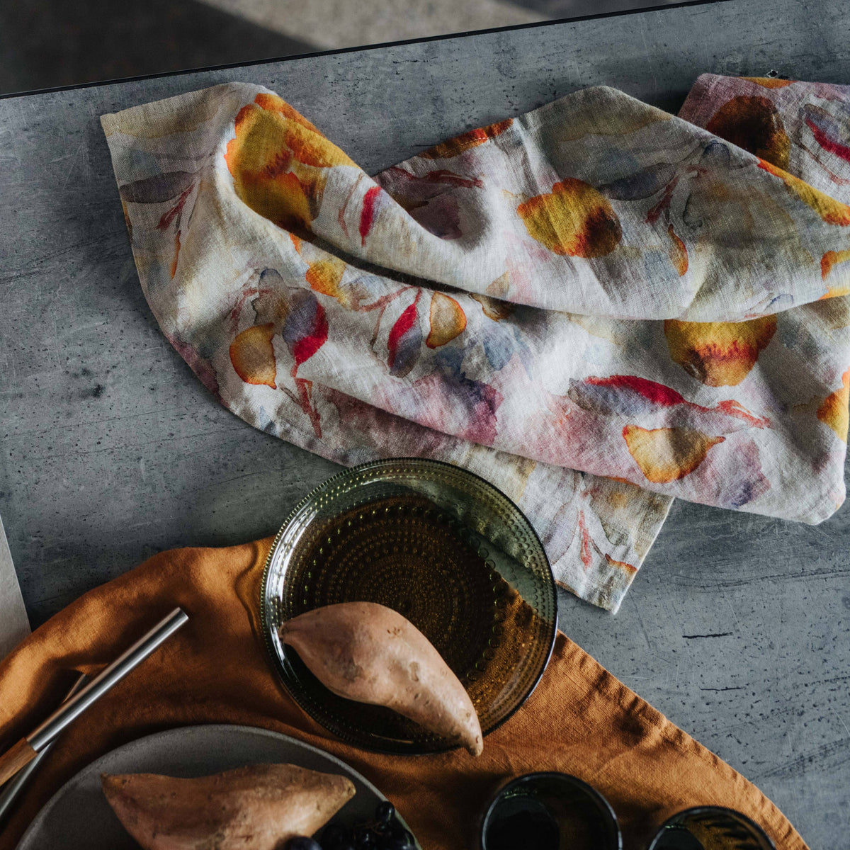 Watercolor Linen Hand Towel