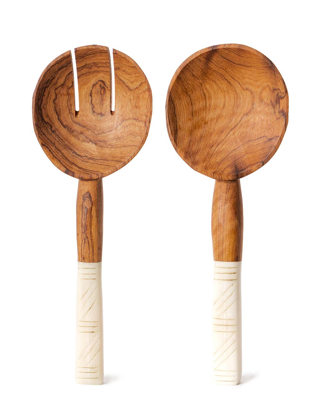 Zig Zag Bone + Wood Salad Servers