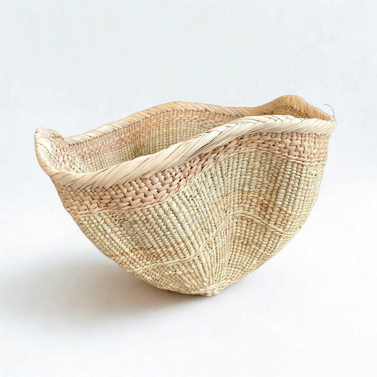 Dramatic Rippled Palm Leaf Dancing Basket