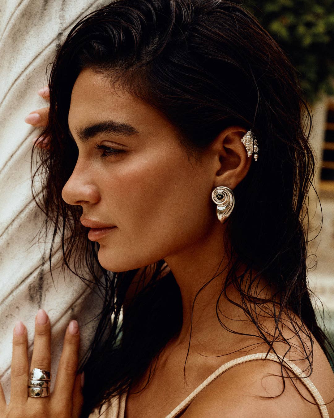 The Palma Shell Studs- Silver
