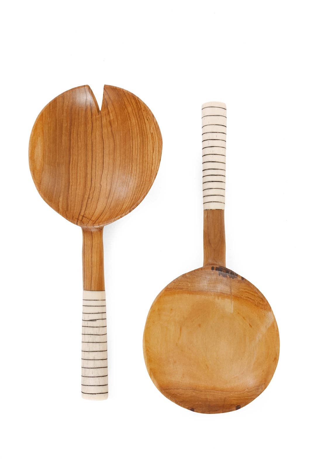 Kenyan Olive Wood & Bone Laerge Salad Servers