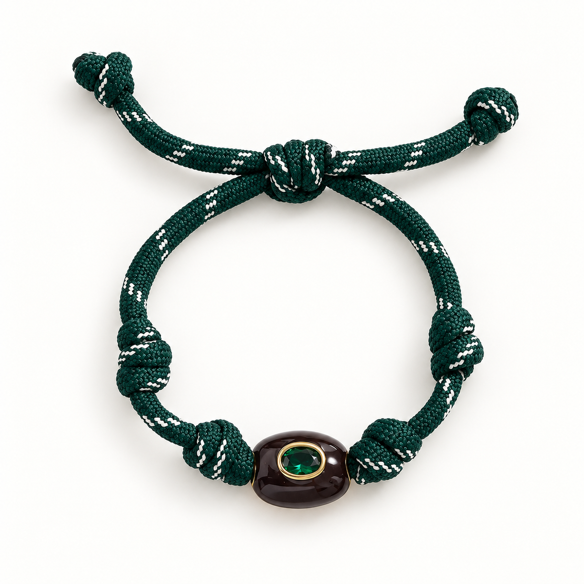 Emerald Crystal & Forest Green Paracord Bracelet