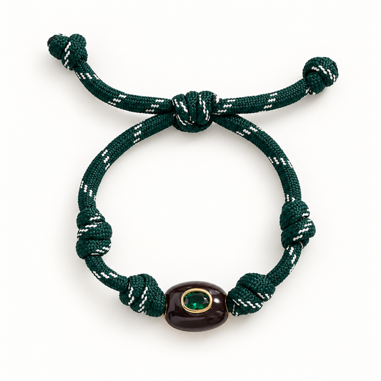 Emerald Crystal & Forest Green Paracord Bracelet