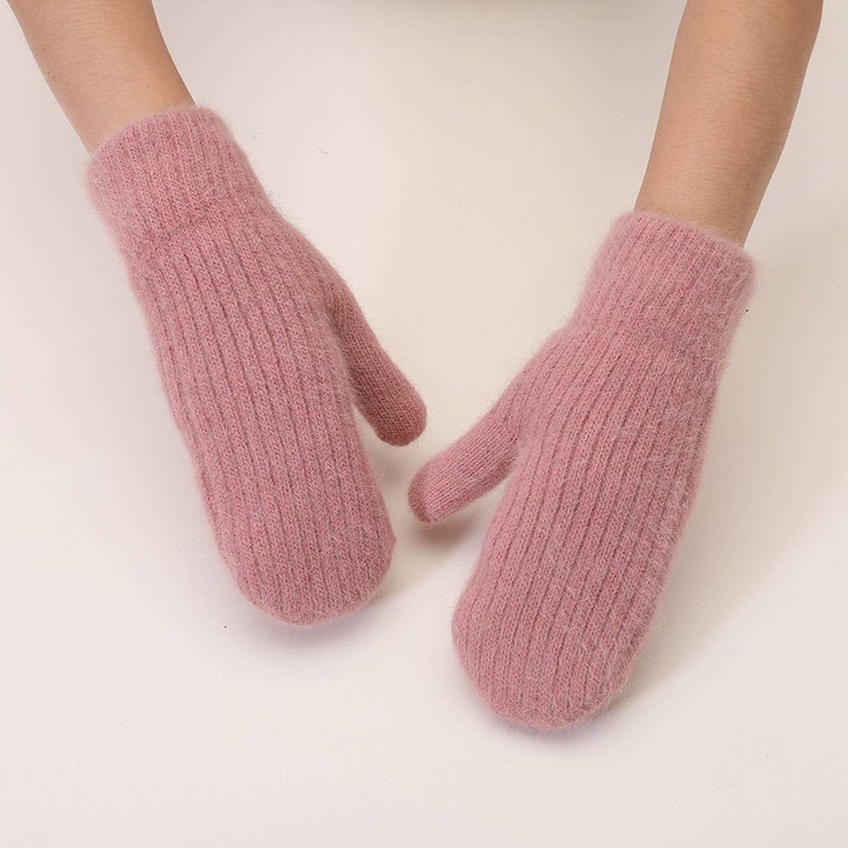 Knitted Wool Blend Gloves