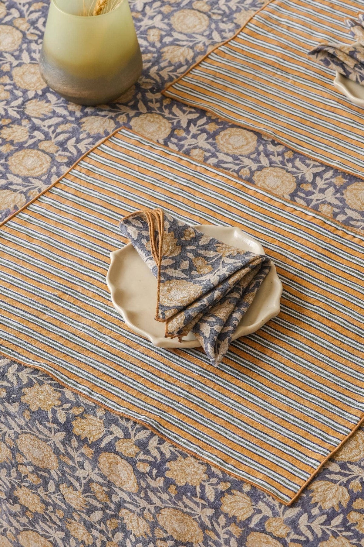 Block Print Floral Napkins- Set of 2