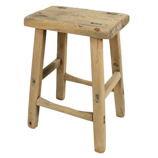 Hokkaido Rectangle Stool, Elm Wood