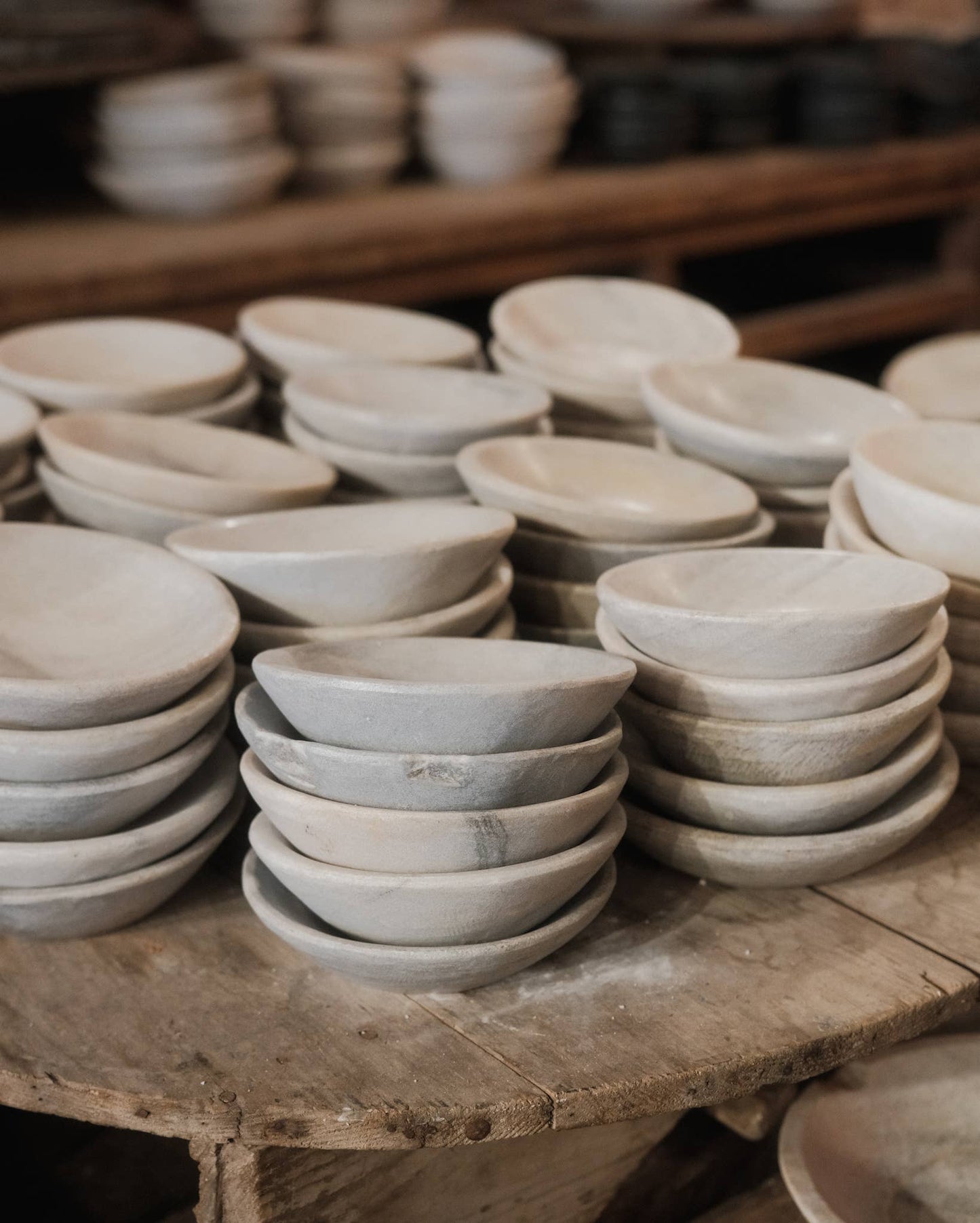 Hand Carved White Marble Bowl - 12"