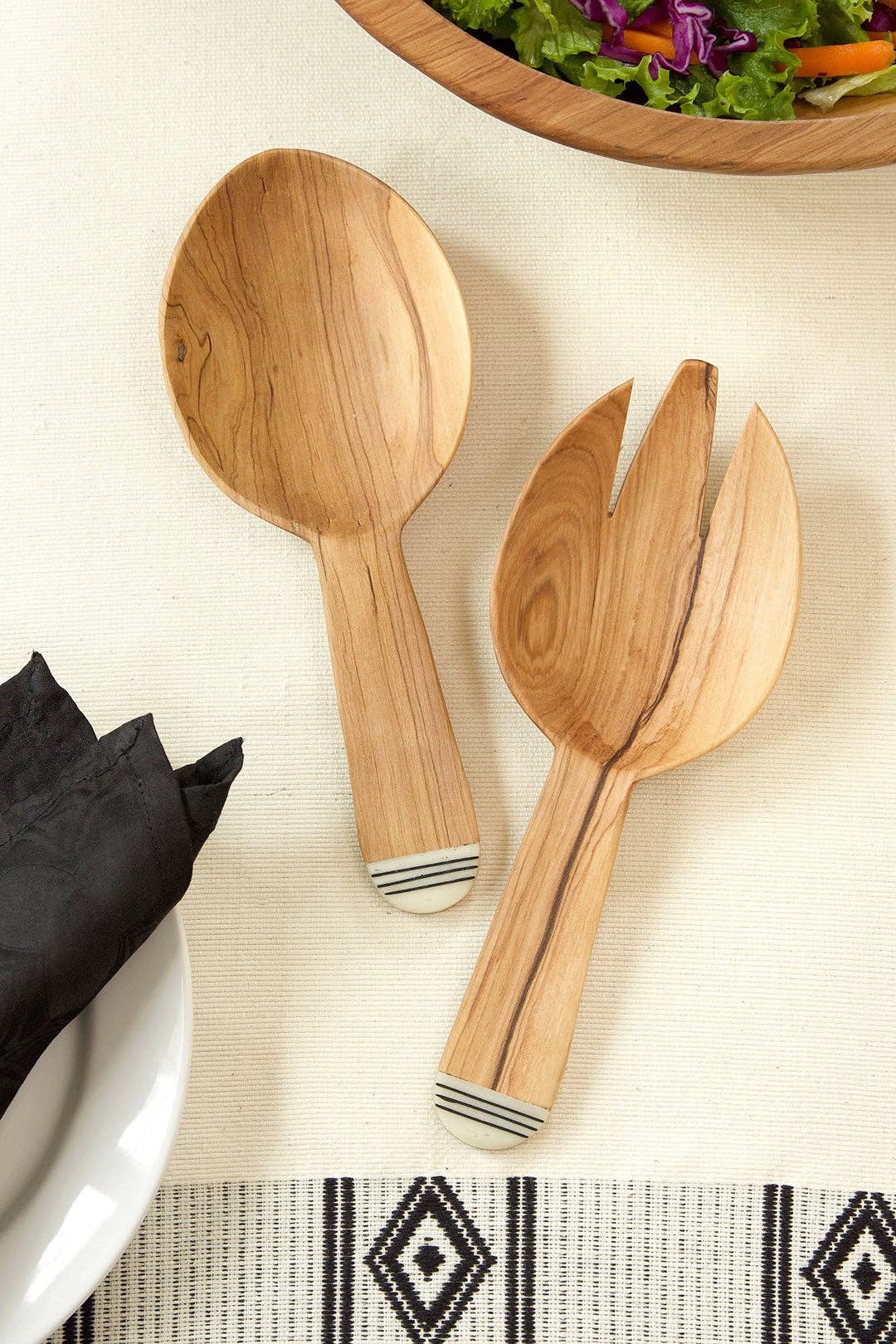 Spork & Spoon Wild Olive Wood Salad Servers