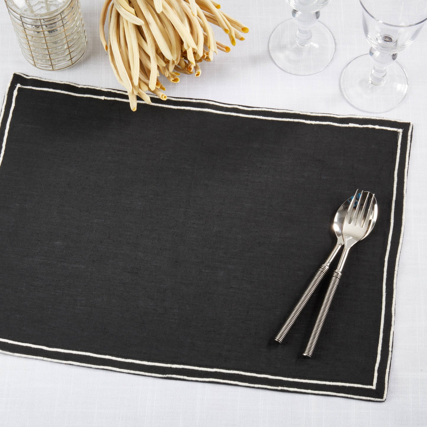 Double Line Embroidered Placemat- Set of 4