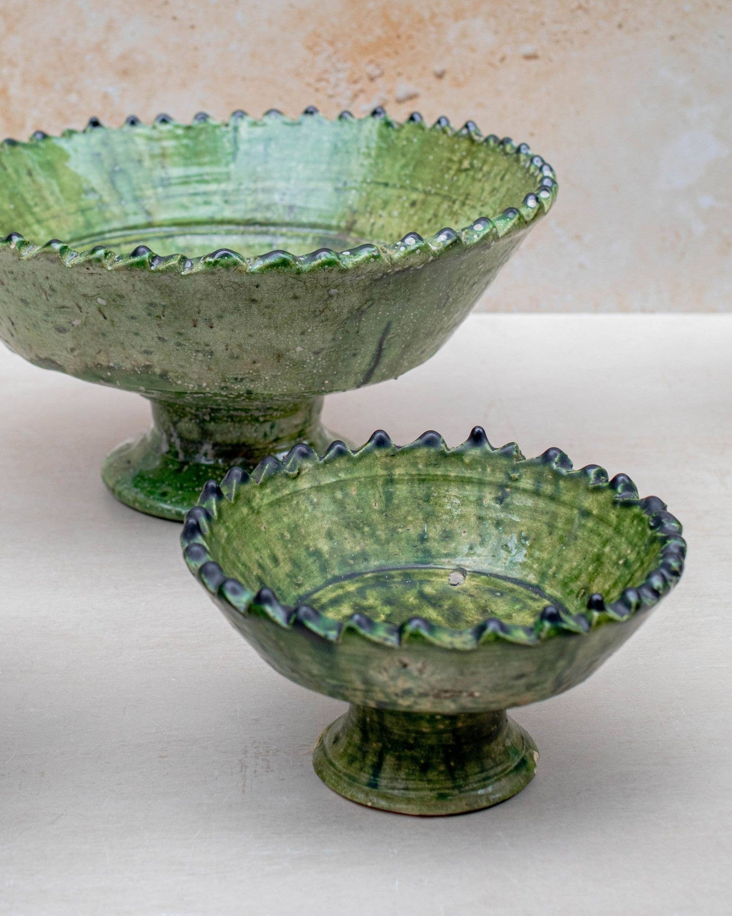 Handmade Moroccan Pedestal Bowl- Green