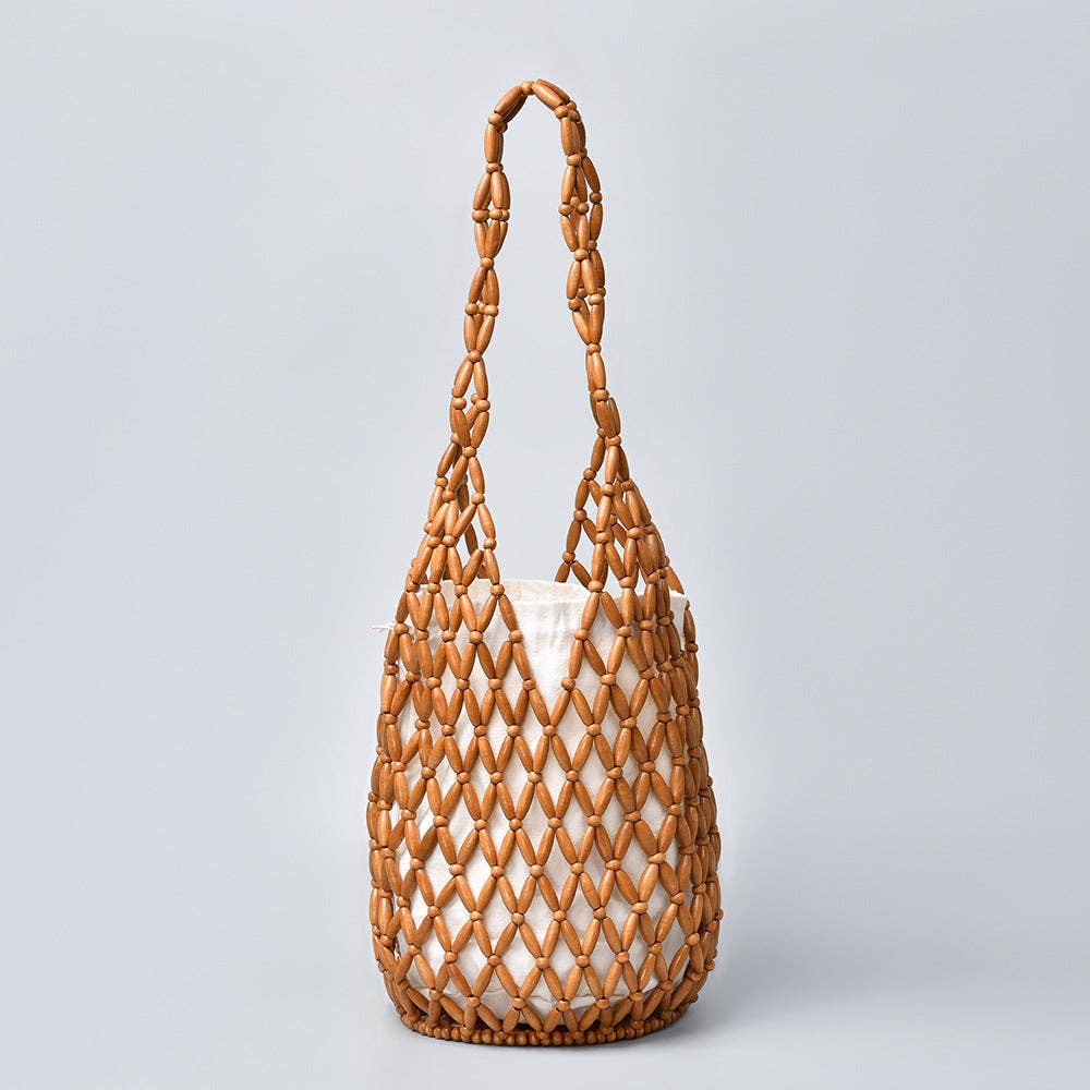 Handwoven Beaded Vacation Bucket Bag