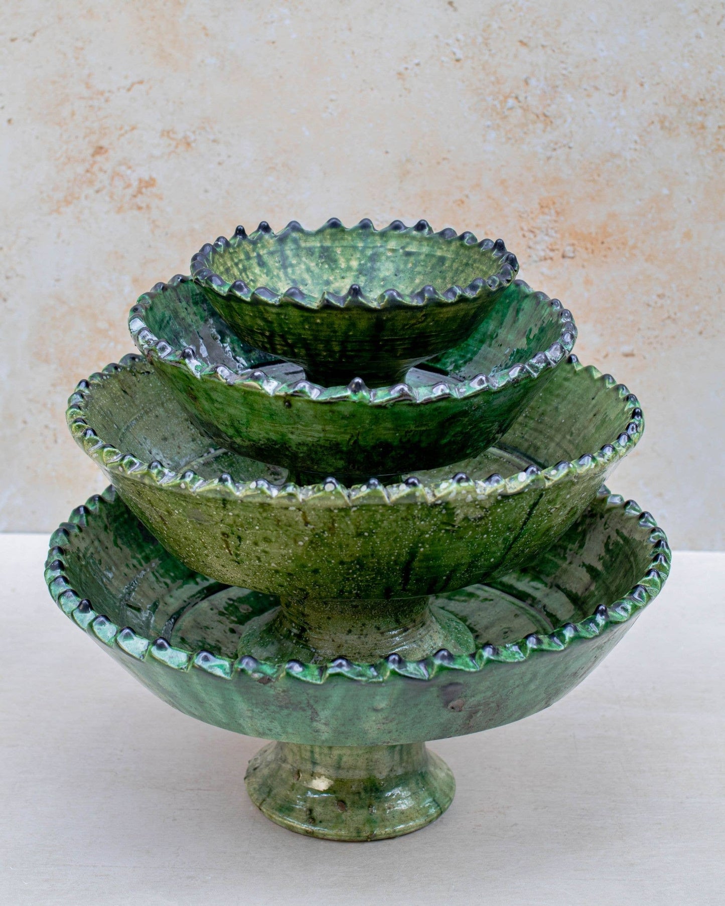 Handmade Moroccan Pedestal Bowl- Green