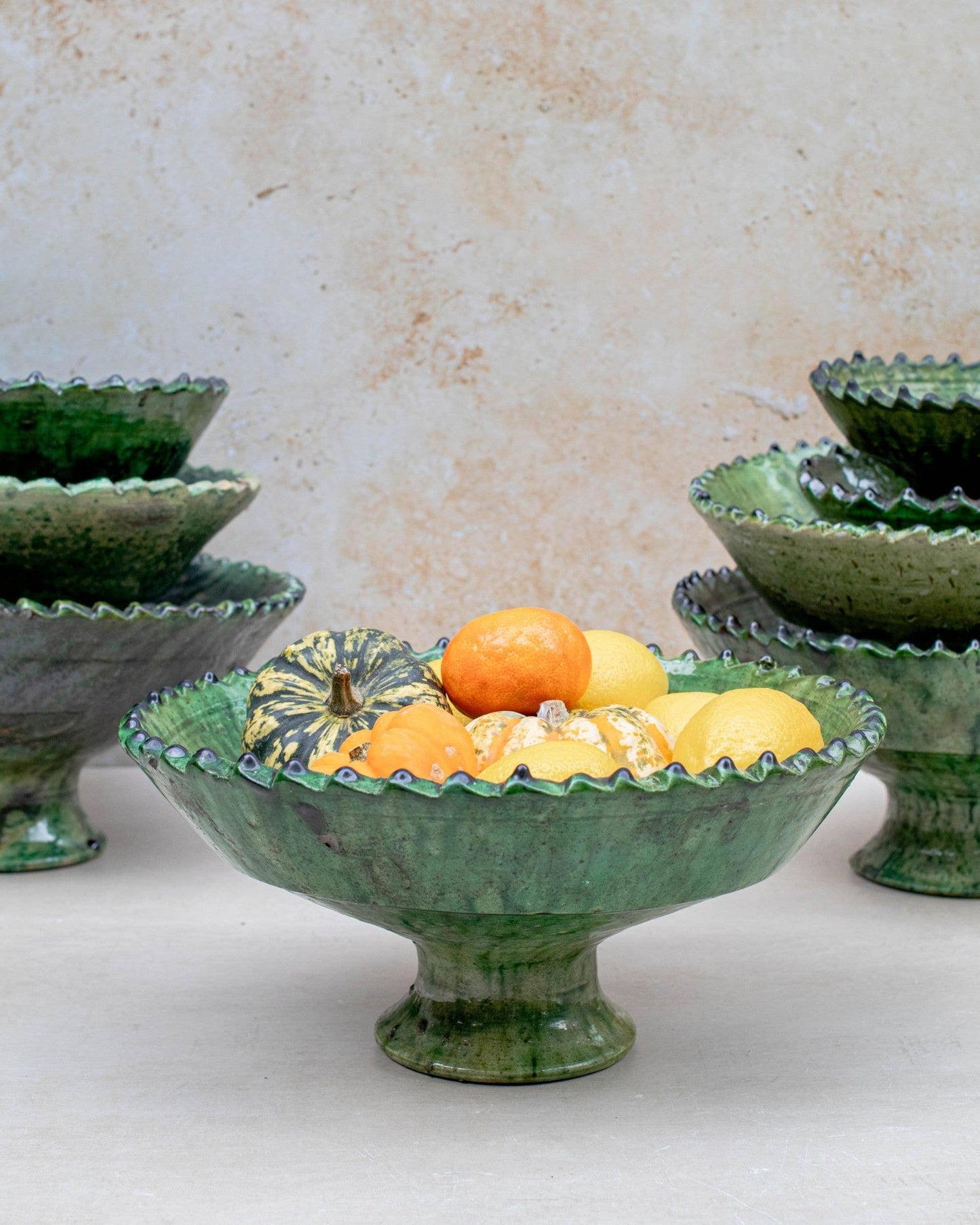 Handmade Moroccan Pedestal Bowl- Green