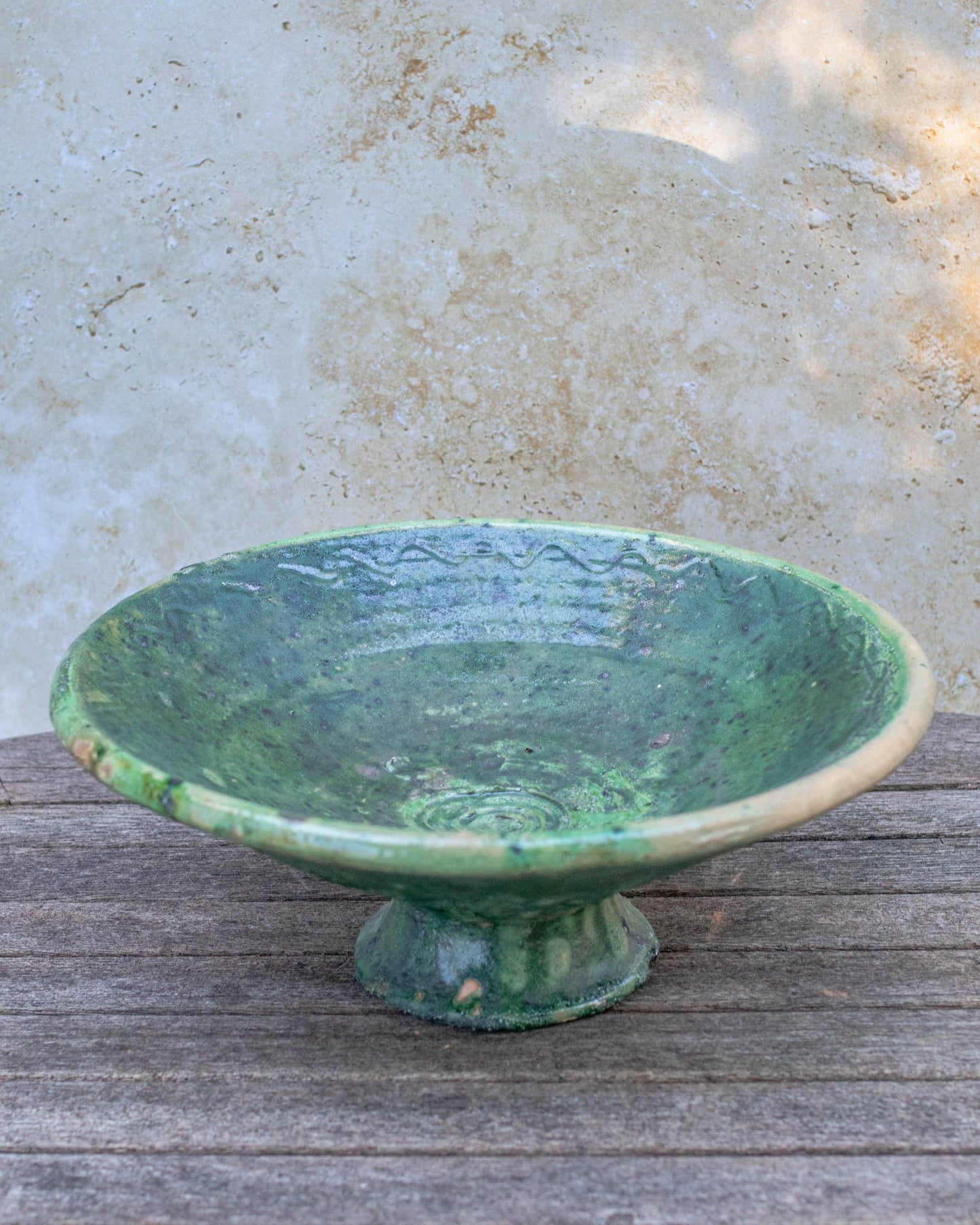 Moroccan Green Pedestal Bowl