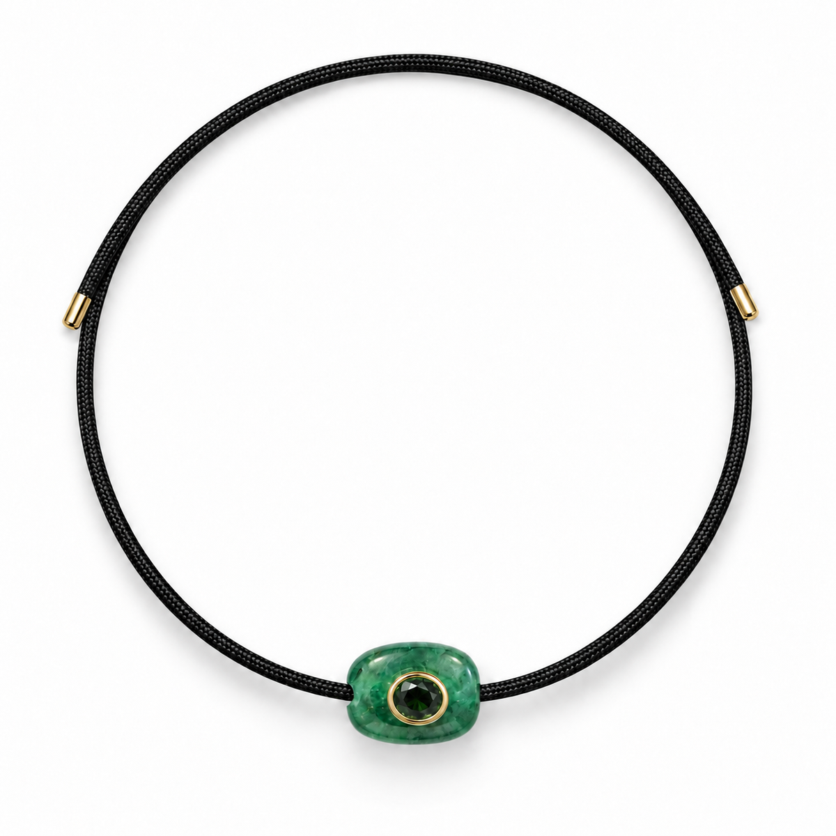 Black Cord with Emerald