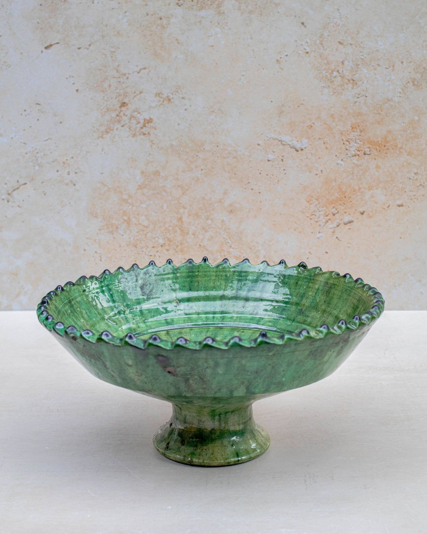 Handmade Moroccan Pedestal Bowl- Green
