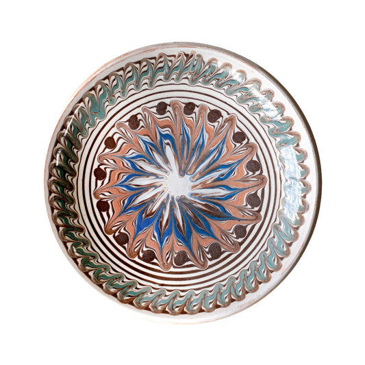 Blue Feather Clay Bowl