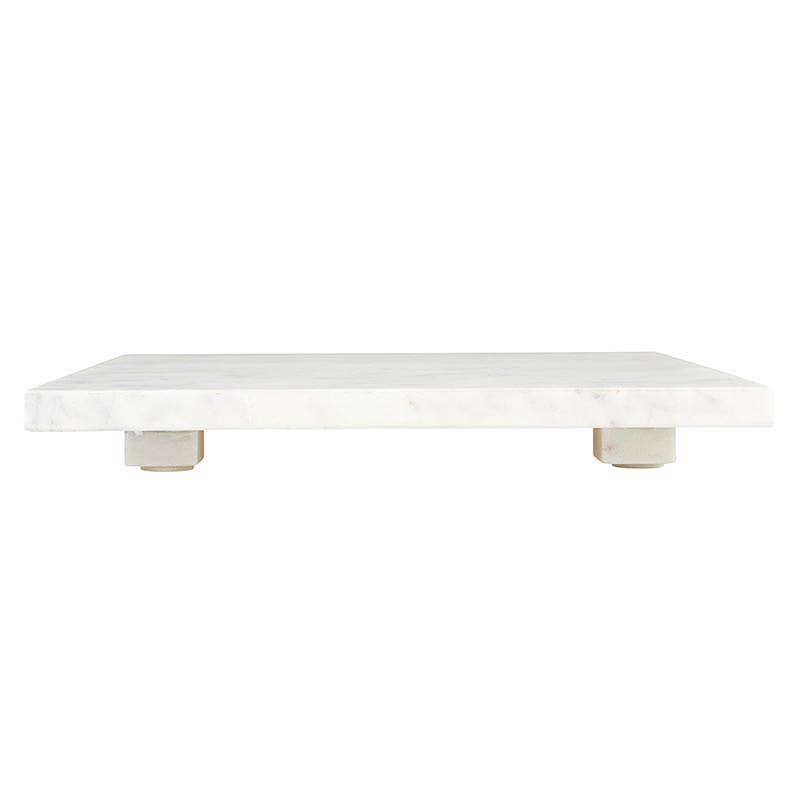 White Marble Footed Tray - 10"