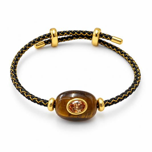 Tiger Eye & Champagne Gemstone Bracelet