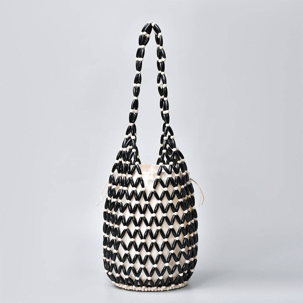 Handwoven Beaded Vacation Bucket Bag